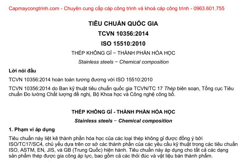 Tiêu chuẩn quốc gia TCVN 10356:2014 - Thép không gỉ